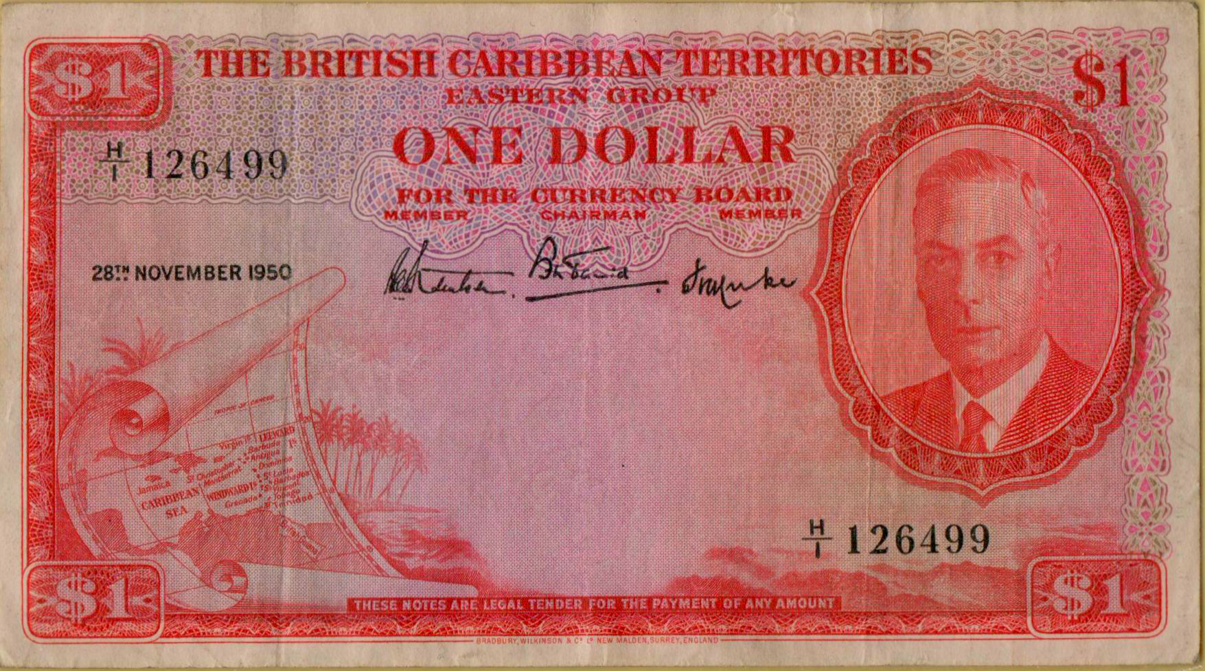 East Caribbean 1 1950 VF P-1